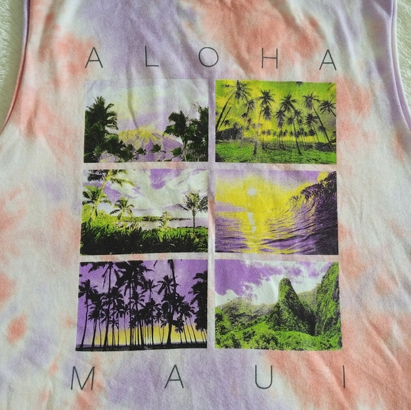 Cold Crush "ALOHA🌺 MAUI🌴" Tie Dye☮️ Muscle💪 Tee - Picture 3 of 8
